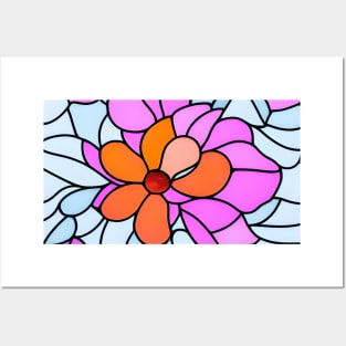 Pink and White Orchid Flower Abstract Art - Stained Glass Posters and Art